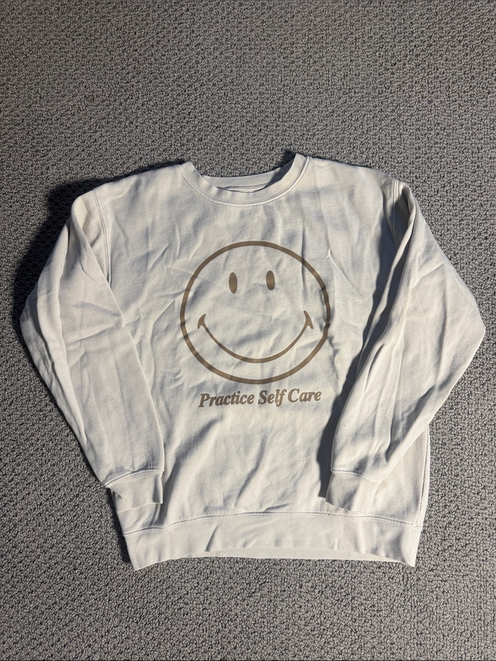 Smiley Originals Crewneck Sweatshirt - Cream with Gray Print- Small